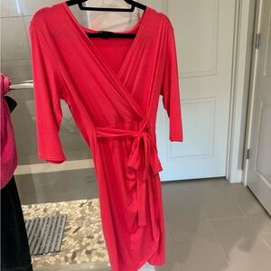 Chic coral/salmon color Wrap Dress